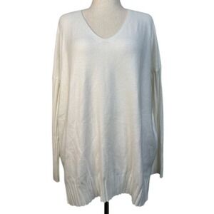 French‎ Connection V-Neck Tunic Sweater Oversized Long Sleeve Casual Knit Top